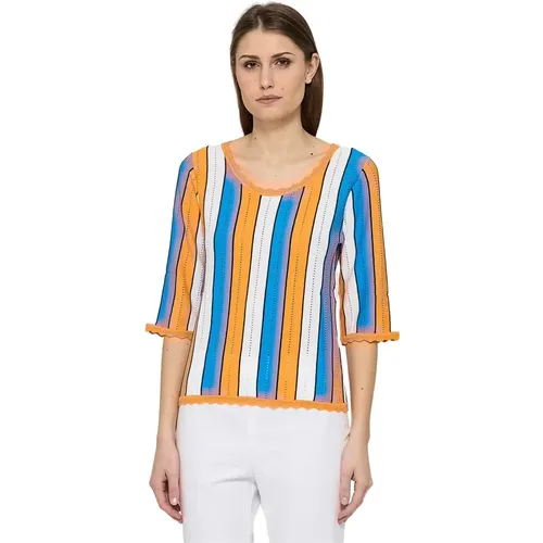 Striped Short Sleeve T-Shirt , female, Sizes: XL - Moschino - Modalova