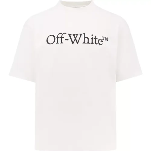 Off , Weißes Crew-neck T-Shirt 100% Baumwolle , Herren, Größe: L - Off White - Modalova
