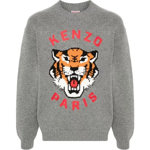 Stilvolle Graue Pullover,Tiger Rundhals Shirt - Kenzo - Modalova