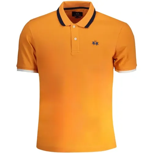 Orangefarbenes Baumwoll-Poloshirt mit kurzen Ärmeln - LA MARTINA - Modalova