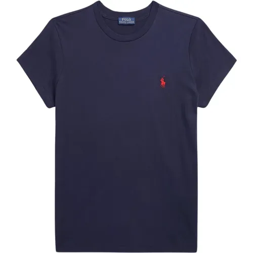 Cotton Jersey Crewneck T-shirt , female, Sizes: L, M - Polo Ralph Lauren - Modalova