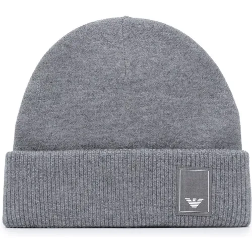 Wool Beanie Hat with Logo , male, Sizes: L, M, S - Emporio Armani - Modalova