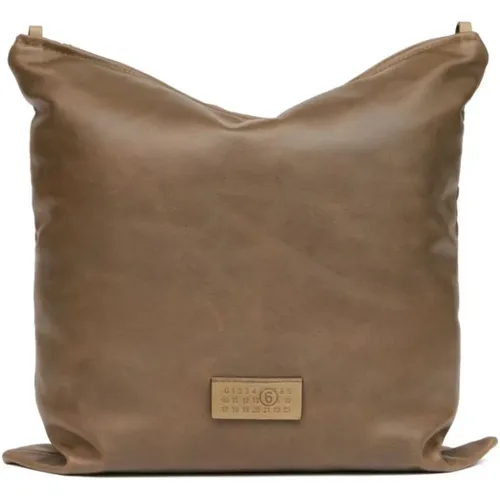 Dunkelbraune Ledertasche - MM6 Maison Margiela - Modalova