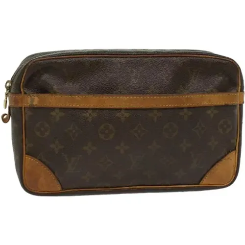 Pre-owned Brunt Lerret Louis Vuitton Compiegne Clutch Bag , female, Sizes: ONE SIZE - Louis Vuitton Vintage - Modalova