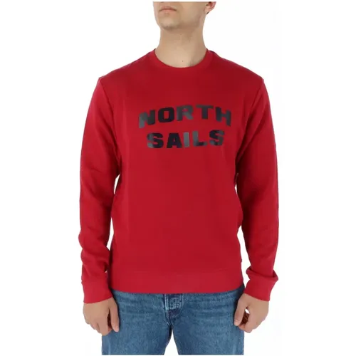 Roter Langarm Sweatshirt , Herren, Größe: 2XL - North Sails - Modalova