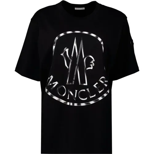 Metallic Logo T-shirt , female, Sizes: XS - Moncler - Modalova