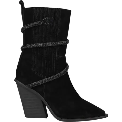 Snake Skin Ankle Boots with Block Heel , female, Sizes: 7 UK, 6 UK, 2 UK, 3 UK, 5 UK, 4 UK, 8 UK - Alma en Pena - Modalova