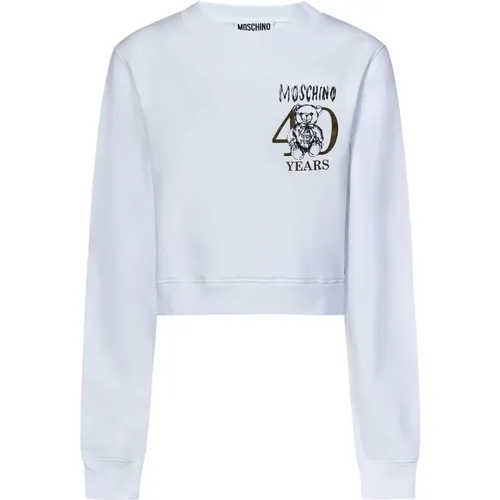 Weißer Teddybär-Print Sweatshirt , Damen, Größe: S - Moschino - Modalova