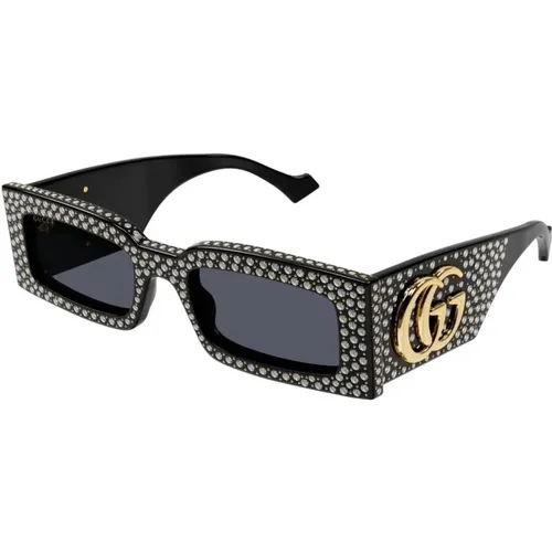 Rechteckige Acetat-Sonnenbrille mit Mutigen Bügeln - Gucci - Modalova