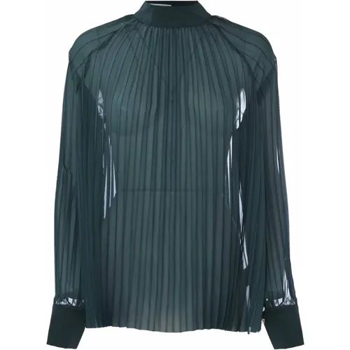 Elegante Plissee-Bluse mit ausgestelltem Schnitt , Damen, Größe: L - Kocca - Modalova