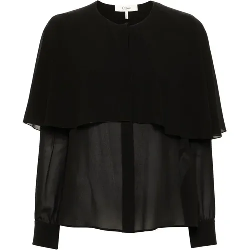 Silk Georgette Cape Shirt , female, Sizes: S - Chloé - Modalova