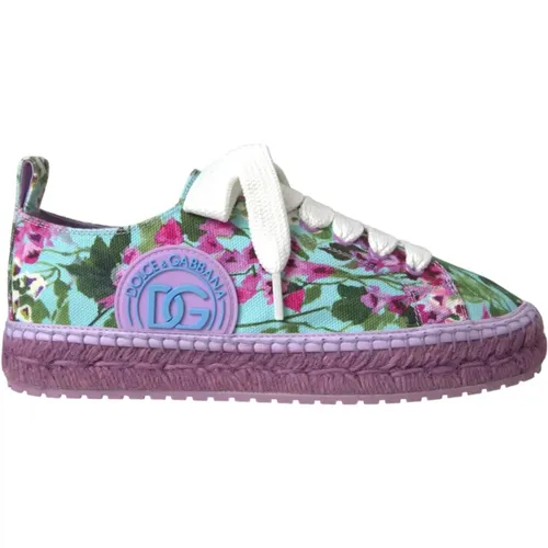 Blumige Leinwand Espadrilles Sneakers - Dolce & Gabbana - Modalova