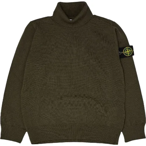 Grüner Strickpullover mit hohem Kragen - Stone Island - Modalova