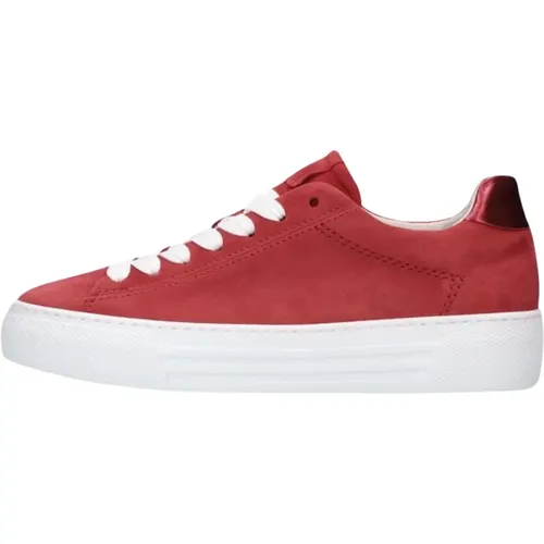 Rote Wildleder-Sneakers , Damen, Größe: 37 1/2 EU - Gabor - Modalova