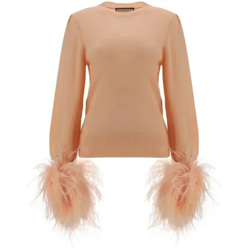 Wool Sweater with Feathers , female, Sizes: M, S - Gucci - Modalova