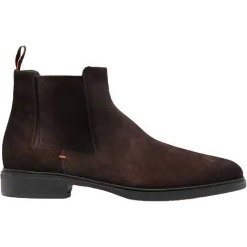 Suede Chelsea Boots Round Toe Style , male, Sizes: 6 UK, 7 1/2 UK, 6 1/2 UK, 7 UK, 8 1/2 UK, 9 UK, 9 1/2 UK, 11 UK, 10 UK, 8 UK - Santoni - Modalova