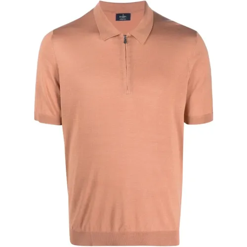 Silk zip polo shirt , male, Sizes: 3XL, M - Barba - Modalova