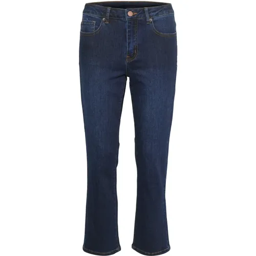 Dunkelblaue Cropped Jeans , Damen, Größe: 3XL - Kaffe - Modalova