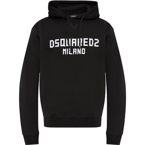 Schwarzer und weißer Print-Sweatshirt , Herren, Größe: L - Dsquared2 - Modalova