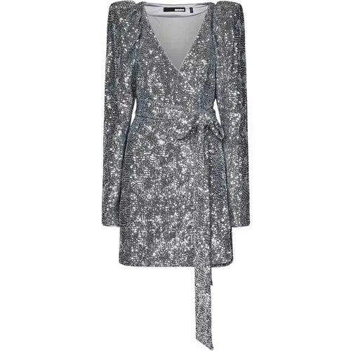 Silver Sequin Wrap Mini Dress V-Neck , female, Sizes: M, XS - Rotate Birger Christensen - Modalova