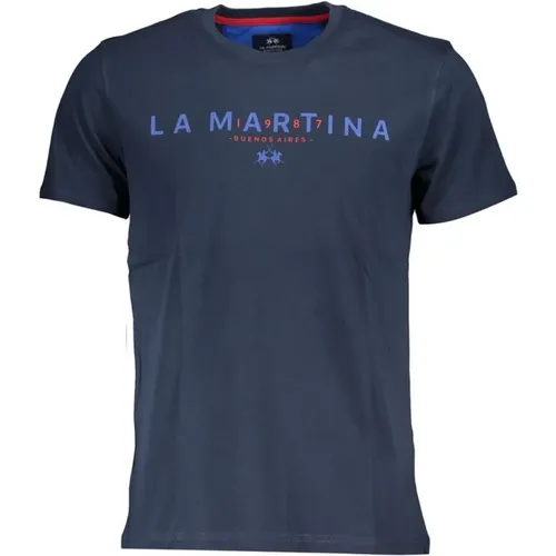 Cotton Crew Neck T-Shirt with Logo Print , male, Sizes: XL - LA MARTINA - Modalova