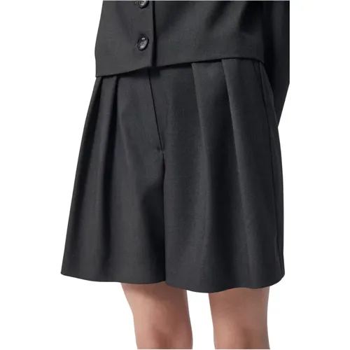 Elegante Graue Anzugstoff Damen Shorts , Damen, Größe: M - Bizuu - Modalova