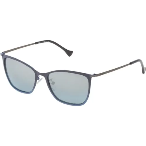 Blau-silberne Metall-Sonnenbrille , Damen, Größe: 54 MM - Police - Modalova