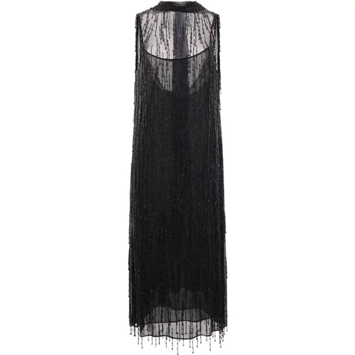 Georgette Dress with Beaded Fringes , female, Sizes: S - Blumarine - Modalova