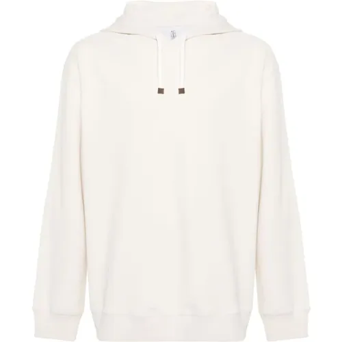 Mens White Hooded Sweatshirt , male, Sizes: L - BRUNELLO CUCINELLI - Modalova