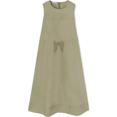 Baumwoll Midi Kleid mit Tunnelzug , Damen, Größe: M - Motivi - Modalova