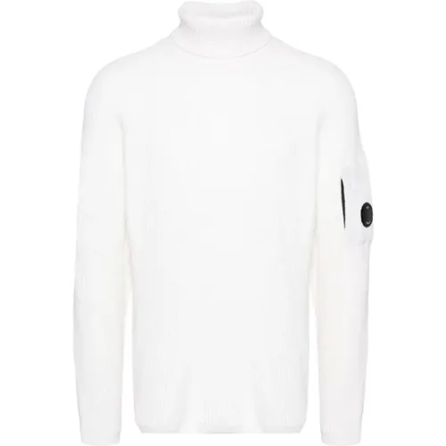 Weißer Wollmischung Rippstrick Pullover , Herren, Größe: L - C.P. Company - Modalova