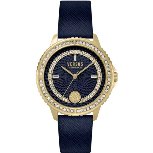 Montorgueil Leather Strap Watch with Crystals , female, Sizes: ONE SIZE - Versus Versace - Modalova