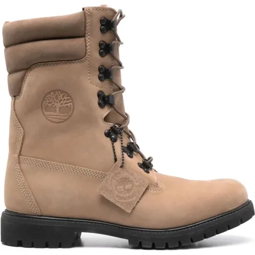 Graue Nubuk Wasserdichte Schnürstiefel , Herren, Größe: 41 1/2 EU - Timberland - Modalova