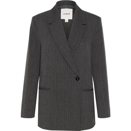 Gestreifter Blazer Jacke Schwarz Grau - Soaked in Luxury - Modalova