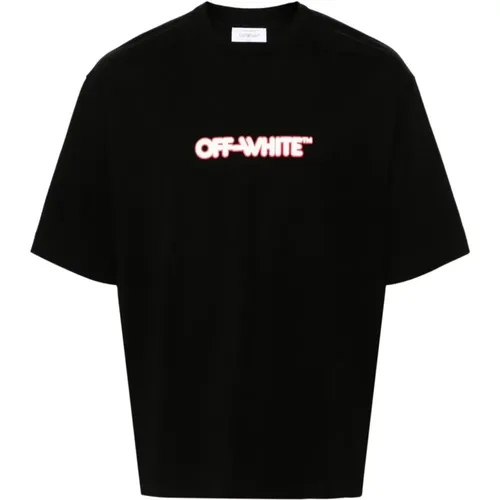 Schwarzes Logo Print T-shirt , Herren, Größe: L - Off White - Modalova