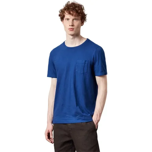 Baumwoll-Jersey T-Shirt mit Brusttasche , Herren, Größe: 2XL - Massimo Alba - Modalova