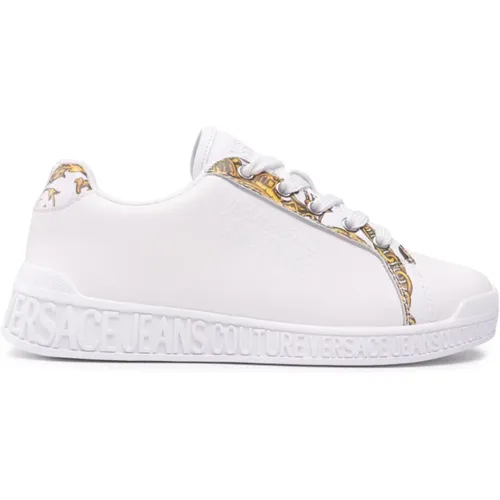 Leather Sneakers with Logo Detail , female, Sizes: 8 UK - Versace Jeans Couture - Modalova