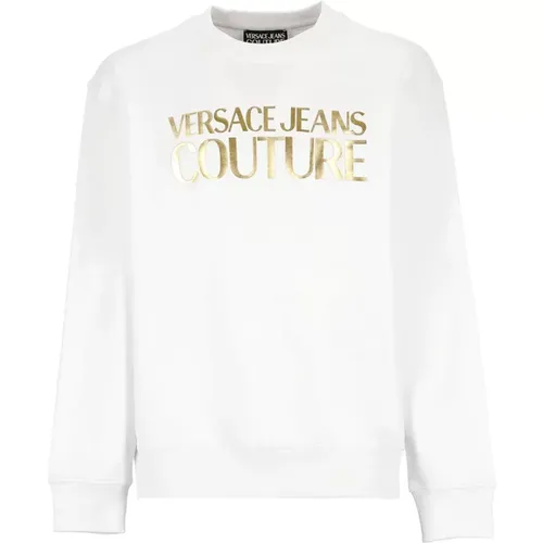 Weiße Baumwoll-Crewneck-Sweatshirt , Herren, Größe: M - Versace Jeans Couture - Modalova