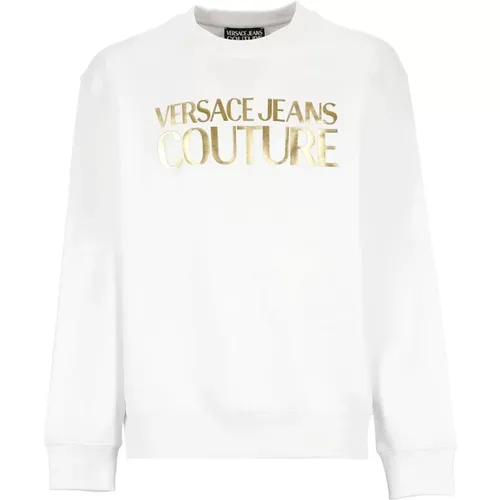 Weiße Baumwoll-Crewneck-Sweatshirt , Herren, Größe: S - Versace Jeans Couture - Modalova