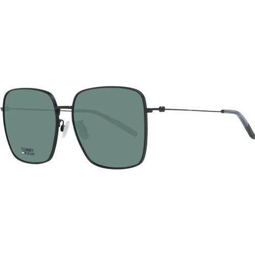 Schwarze Unisex Sonnenbrille mit Grünen Gläsern - Tommy Hilfiger - Modalova
