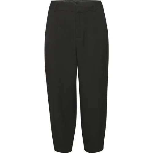 High-Waisted Cropped Pants with Belt Loops and Side Pockets , female, Sizes: L, 2XL - Kaffe - Modalova