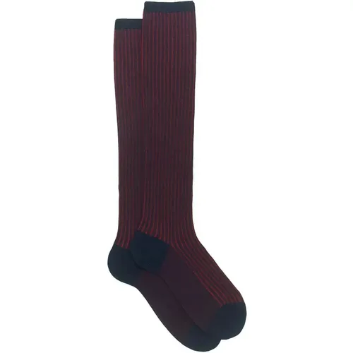 Damen lange blaue plattierte Baumwollsocken , Damen, Größe: XS - Gallo - Modalova