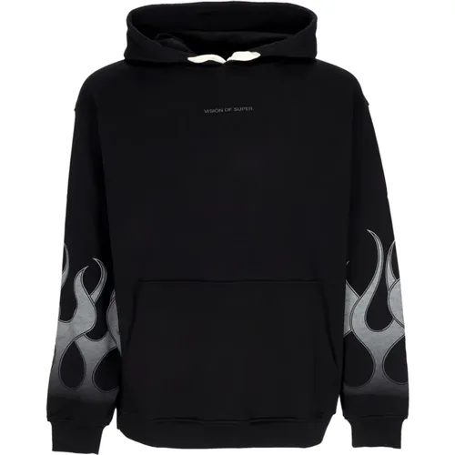 Flames Lightweight Hoodie /Grey , male, Sizes: L, XS, M, S, XL - Vision OF Super - Modalova