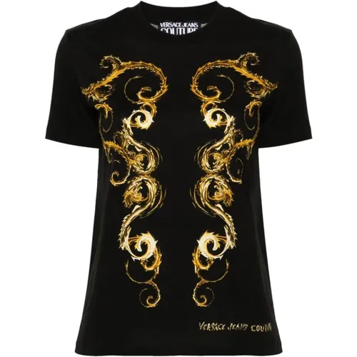 Schwarze T-Shirts & Polos für Frauen , Damen, Größe: M - Versace Jeans Couture - Modalova