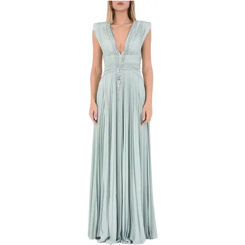 Long dress with necklace and slit , female, Sizes: L - Elisabetta Franchi - Modalova