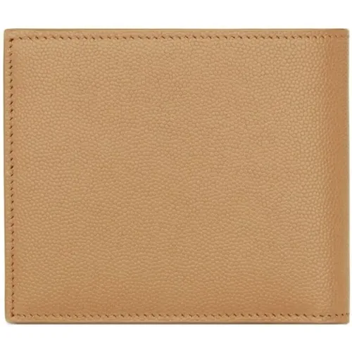 Beige Grain de Poudre Leder Geldbörse mit Logo , Herren, Größe: ONE Size - Saint Laurent - Modalova