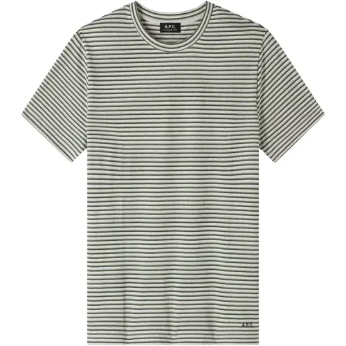 Green Striped Cotton T-shirt , male, Sizes: XL, L, S, M - A.p.c. - Modalova