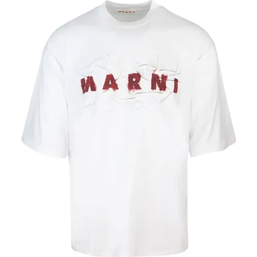 Bio-Baumwolle Logo T-Shirt , Herren, Größe: L - Marni - Modalova