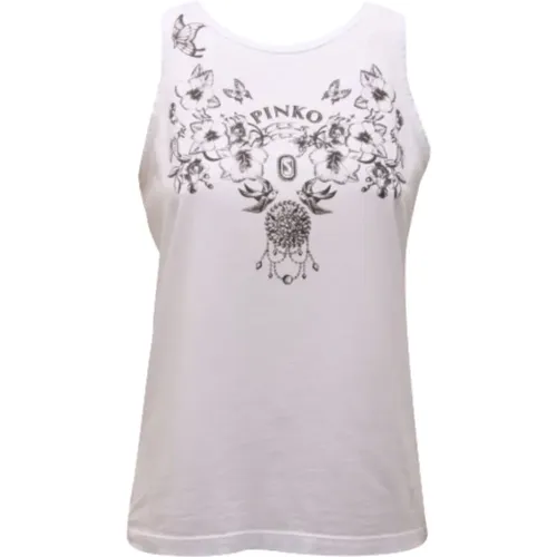 Weiße ärmellose T-Shirt für Frauen , Damen, Größe: M - pinko - Modalova