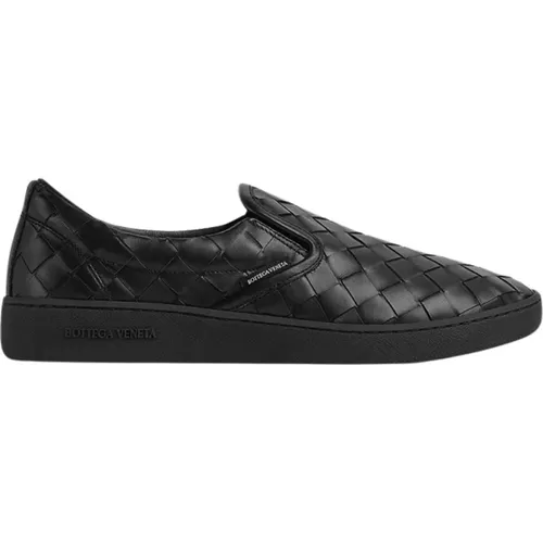 Schwarze Leder Slip-On Sneakers - Bottega Veneta - Modalova